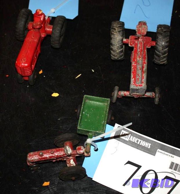 lot 707 image: Lot of (3) Including (2) Red Toy Tractors, a...