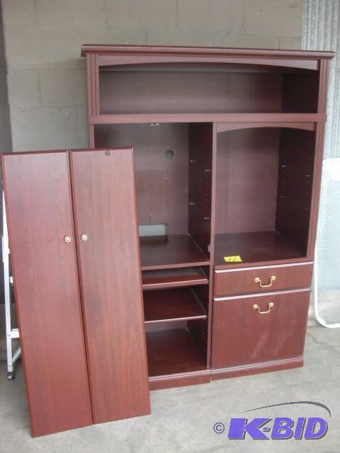 Dark Cherry Wood veneer Desk Armoire.. in Goo...
