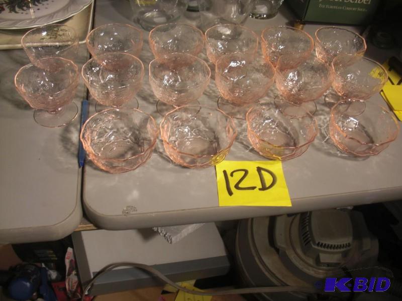 12 Pink Glass Sherbet Dishes &nbsp...