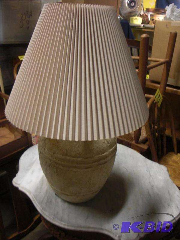 Table Lamp, Pottery Base and Beige shade. &nb...