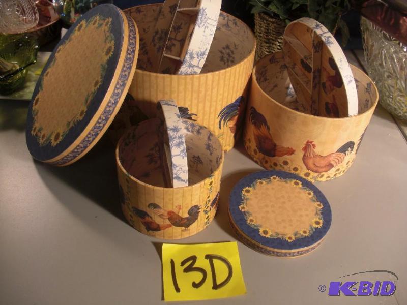 3 Carboard nesting boxes with inside tray. Ch...