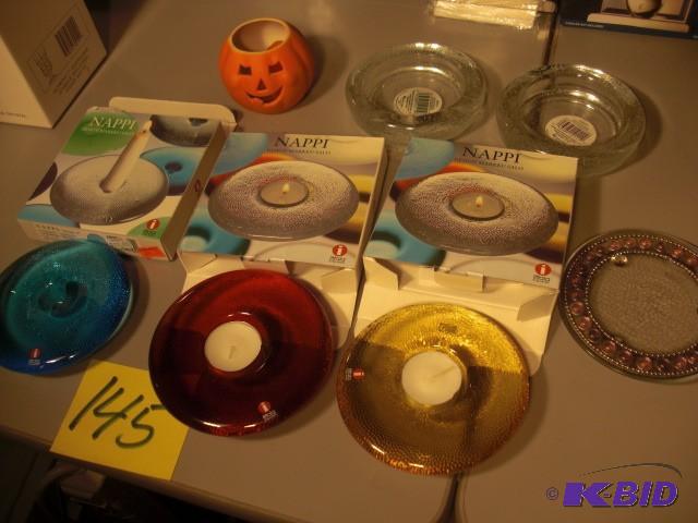 3 Napi Candle Holders  2 Bubble Glass Candl...