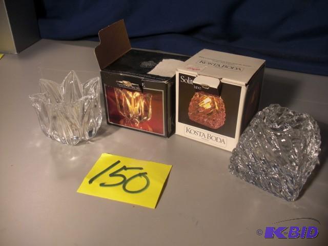 2, Kosta Boda, Votives   Solitaire  Crystal R...