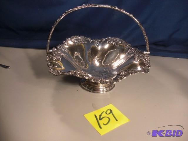 Silver Plate and Leaf Edged Basket with Handl...