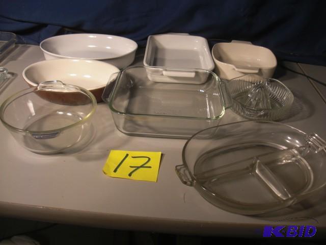 Misc. Casseroles, Serving Dishes, Juicer, Div...