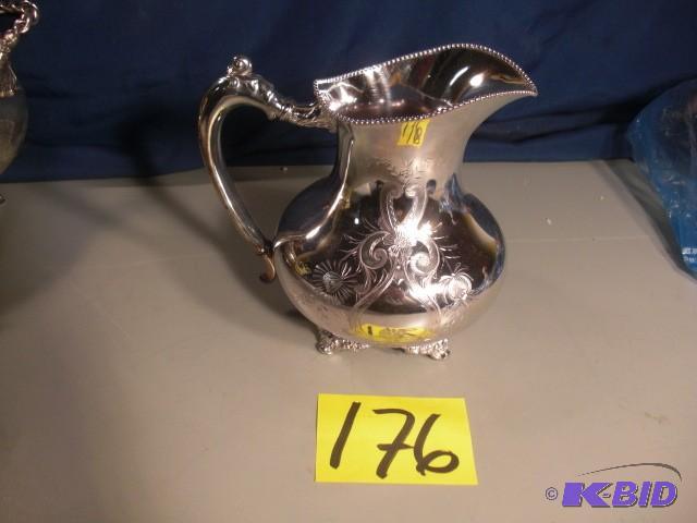 Rogers Silver Plate Water Pitcher, 8 12 in H...