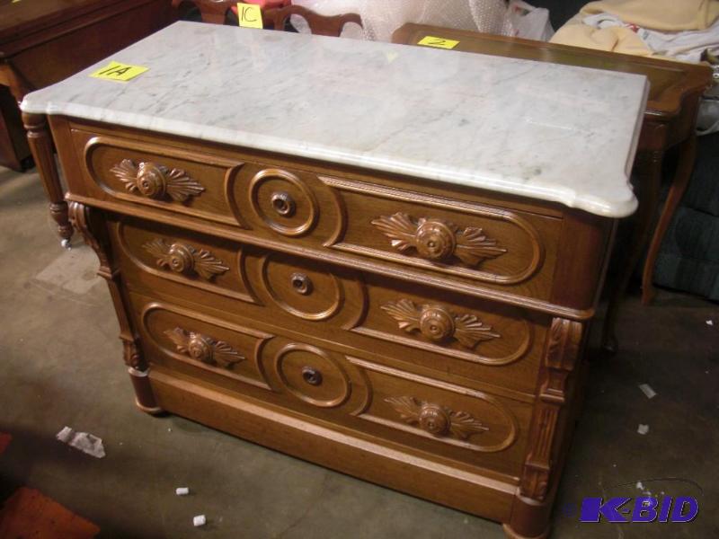 Oak Buffet with Marble Top.. 3 drawers, Dove ...
