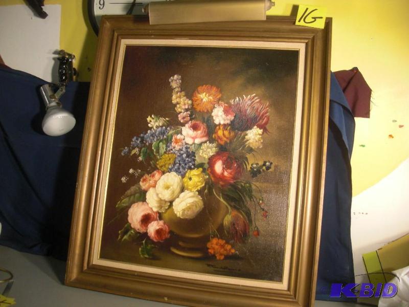 Nice Floral painting.. Looks Original. Has Li...