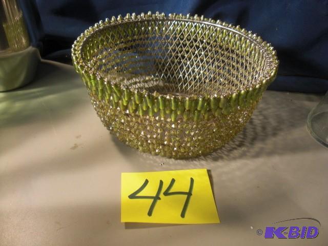 Beaded Metal Centerpiece Bowl. 10 in D.. Made...