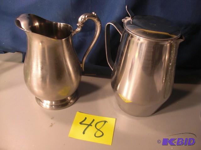 Pewter Lite and STainless Steel Water Pitcher...