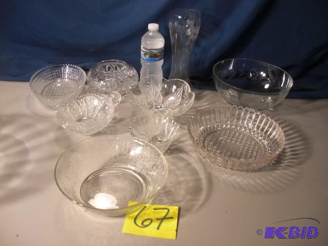 Misc etched Glass and Cut Glass Bowls.. See p...