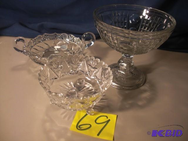 3 Cut Glass Bowls