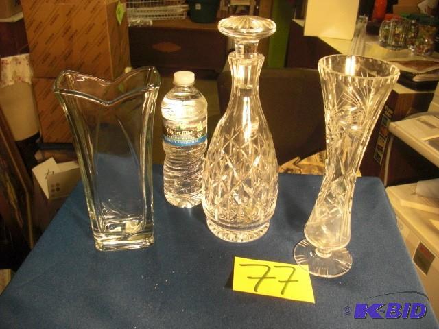 Lead CRystal Decanter, Glass Vase, Pedestal V...