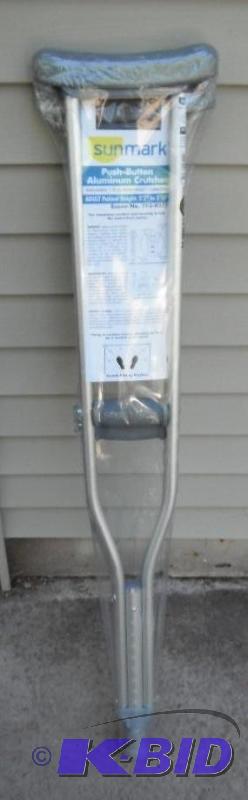 lot 16 image: Sun-Mark Aluminum Crutches, Push Button Adjus...