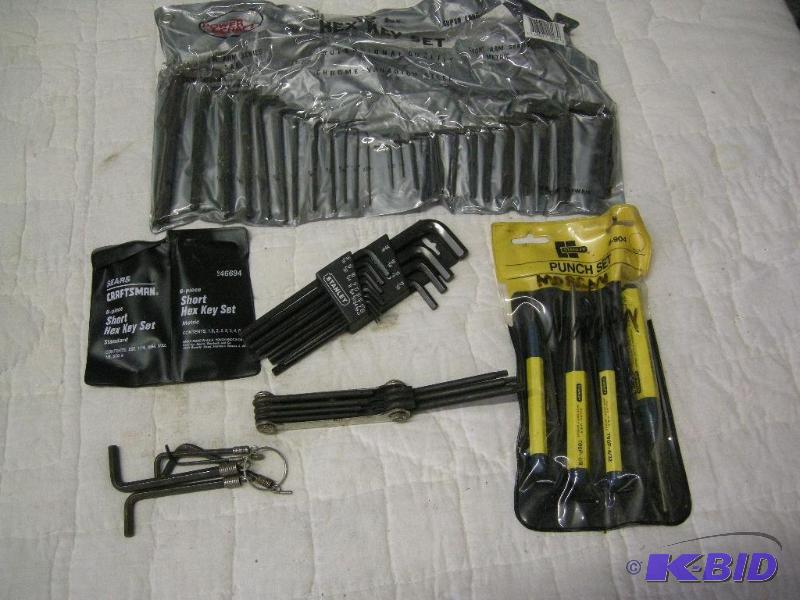 lot 61 image: Group Hex KeyAllen wrenches and Stanley Punchset
