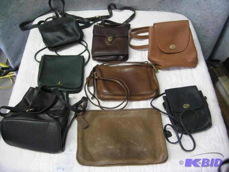 lot 85 image: 7 Vintage Coach and 1 Calvin Klein leather purses