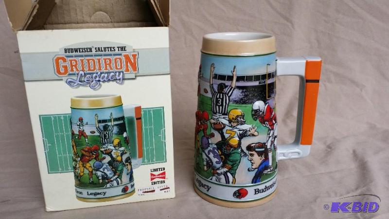 Budweiser Gridiron football stein with box, n...