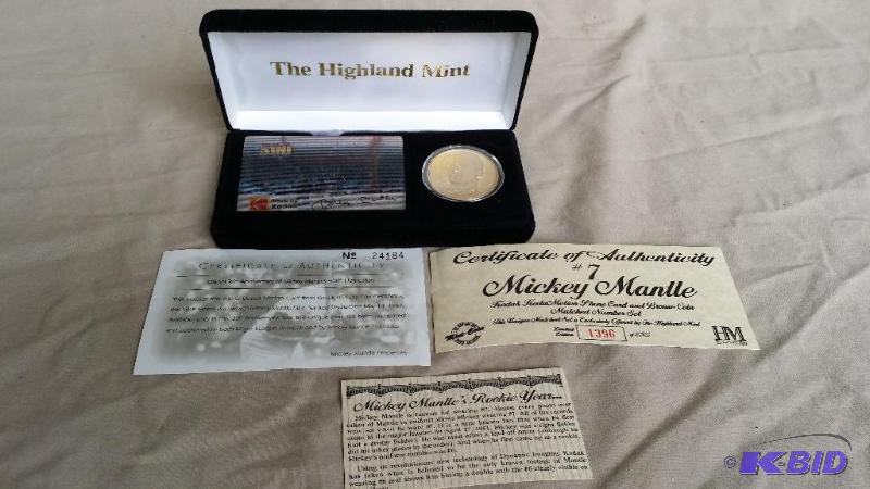 The Highland Mint #7 Mickey Mantle Kodak moti...