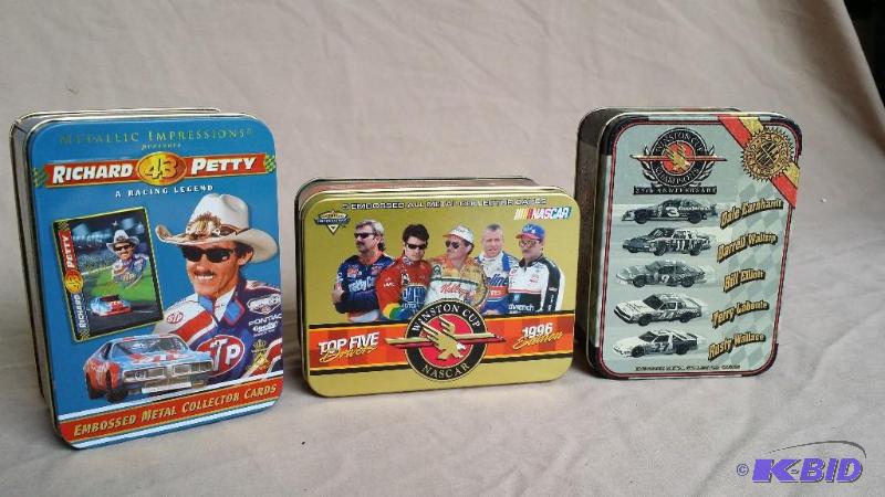 Set of 3 Nascar embossed metal collector card...