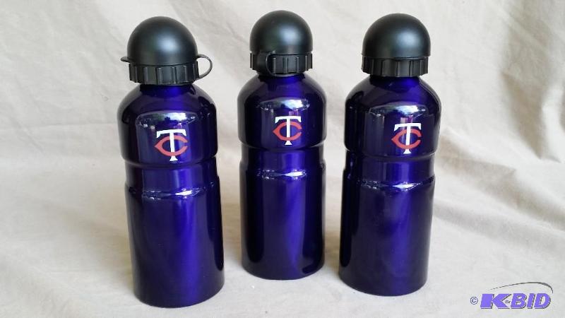 lot 25 image: 3 Purple Minnesota Twins water bottles New in...