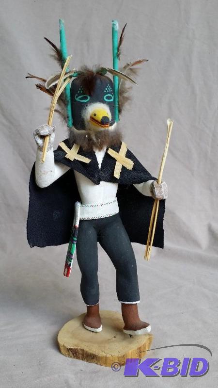 lot 37 image: Angwas Hopi Indian Crow Kachina Doll. Handmad...