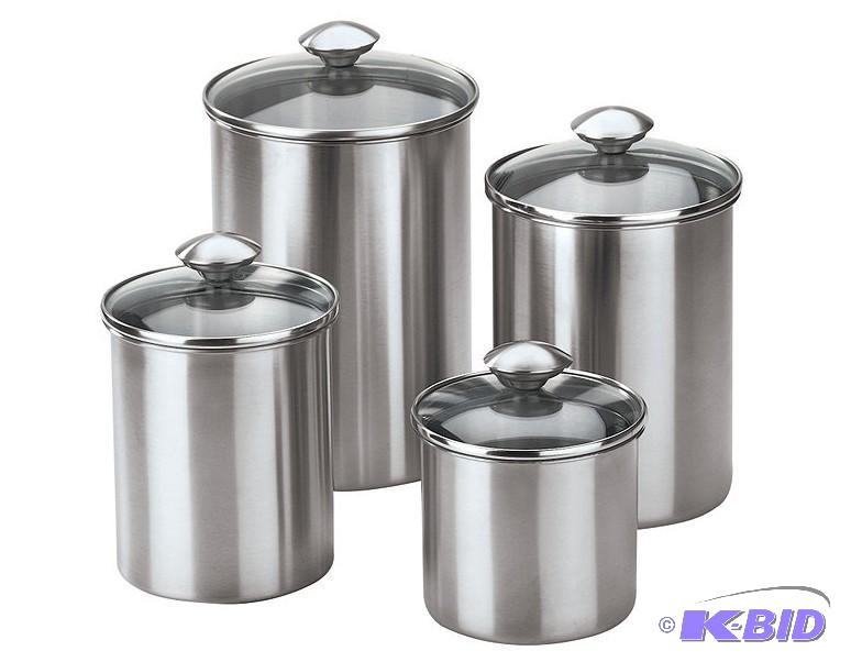 lot 77 image: 4pc Stainless Steel Canister Set