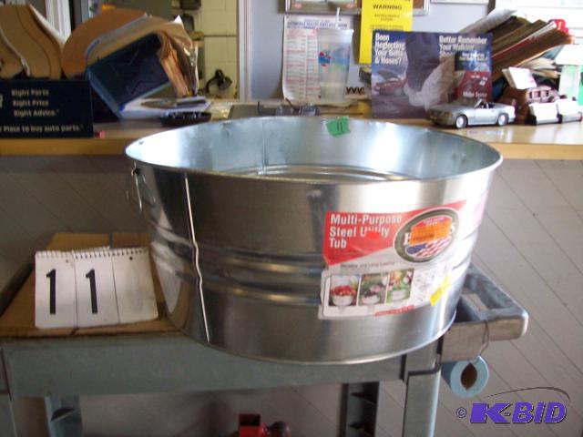 lot 11 image: 17 Gallon Steel utility Tub, Slight Imperfect...