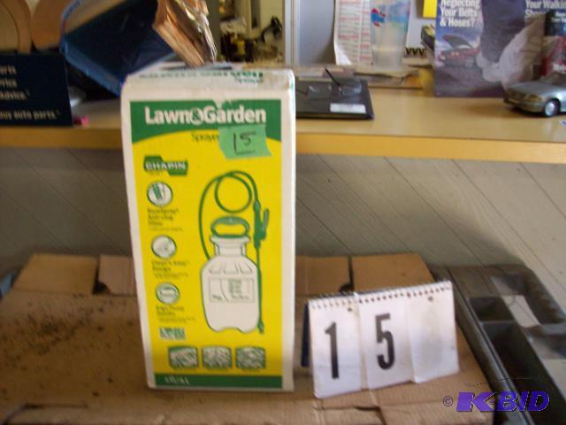 lot 15 image: 1 Gallon Pump Up Garden Sprayer, In Box...