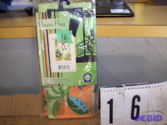 lot 16 image: Green Colored House Flag 28" x 40"&...