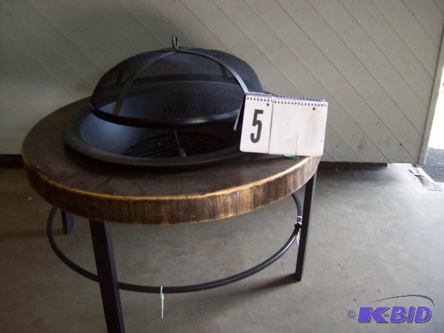 lot 5 image: Copper Bronze Metal Fire Pit With Grate and S...