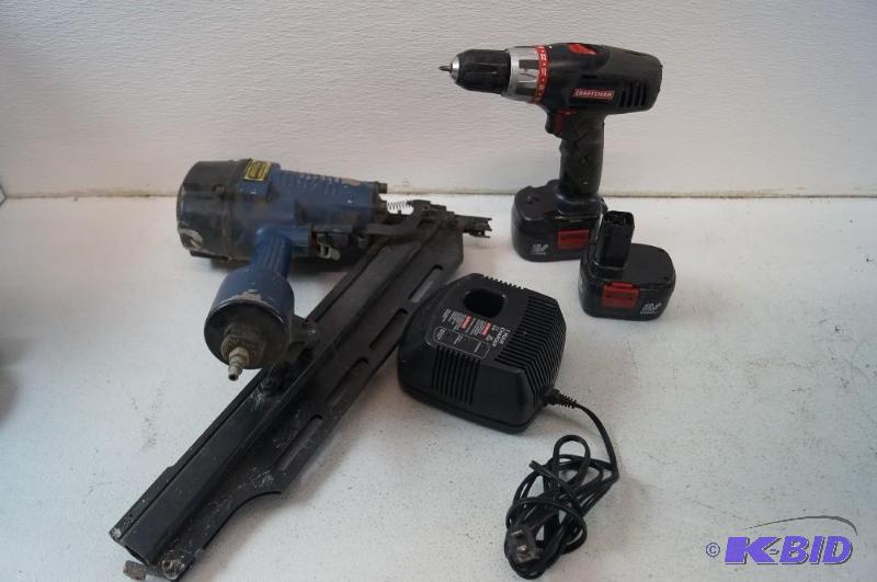 a nailer and a craftmens drill with charger