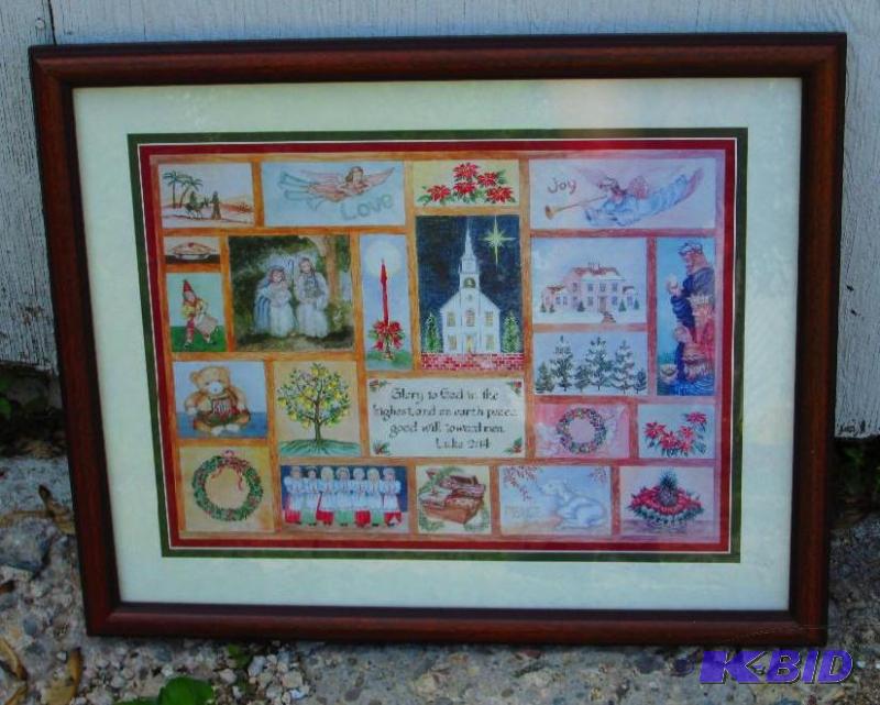 Christian theme print in matted frame, 15 x 1...