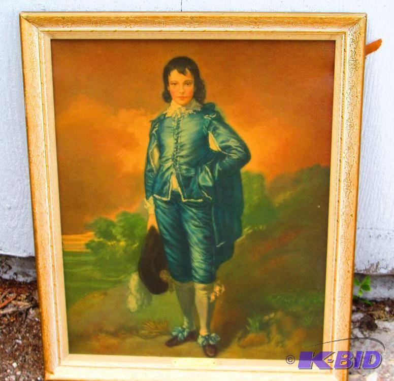 Blue Boy After Gainsborough print in frame, T...