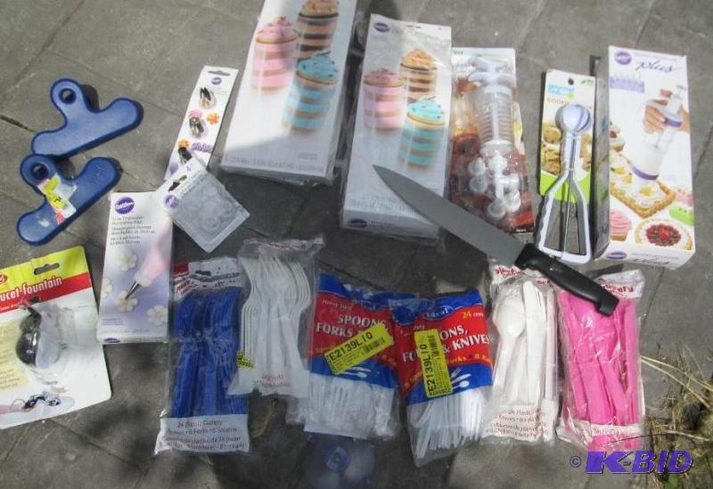 Lot of assorted cake dcor and plastic ware...