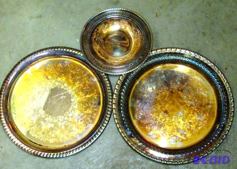 3 Silver platters, inscribed International si...