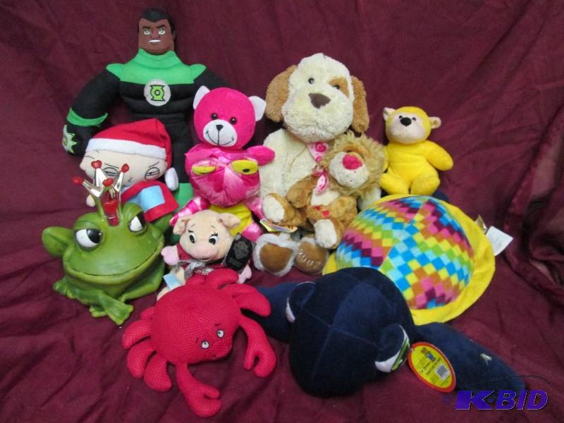 Lot of 12 small and medium size plush toys. B...