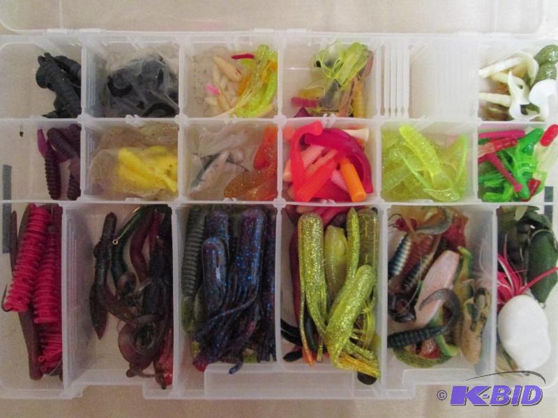 Large lot of jelly lures in a Cabellas case....