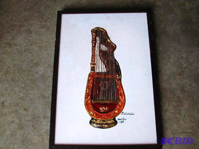 Hand painted oil Harp with nice texture, pain...
