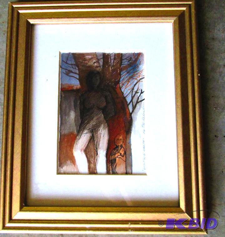 Original ink and watercolor titled ,visiting ...
