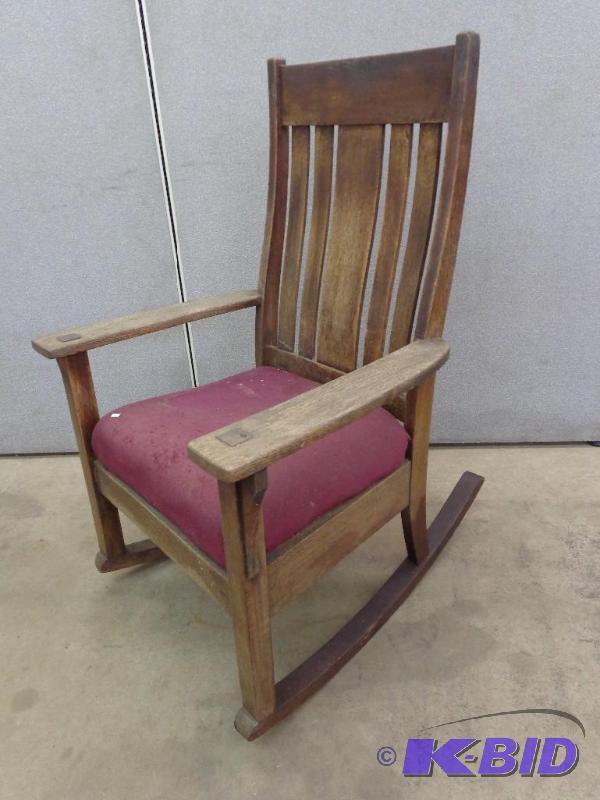 lot 106 image: Vintage Hard Wood Rocking Chair 30 12" ...