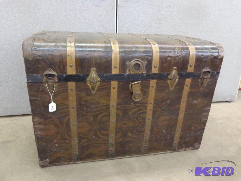 lot 113 image: Old Wooden Trunk 36" L x 20 12" D ...