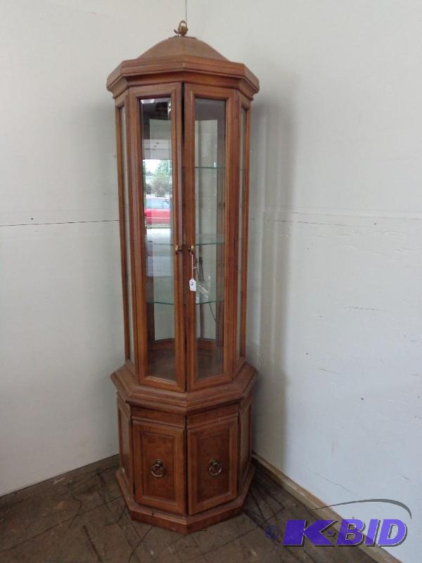 lot 15 image: Octagon Display Rack 3 Glass Display Shelves ...