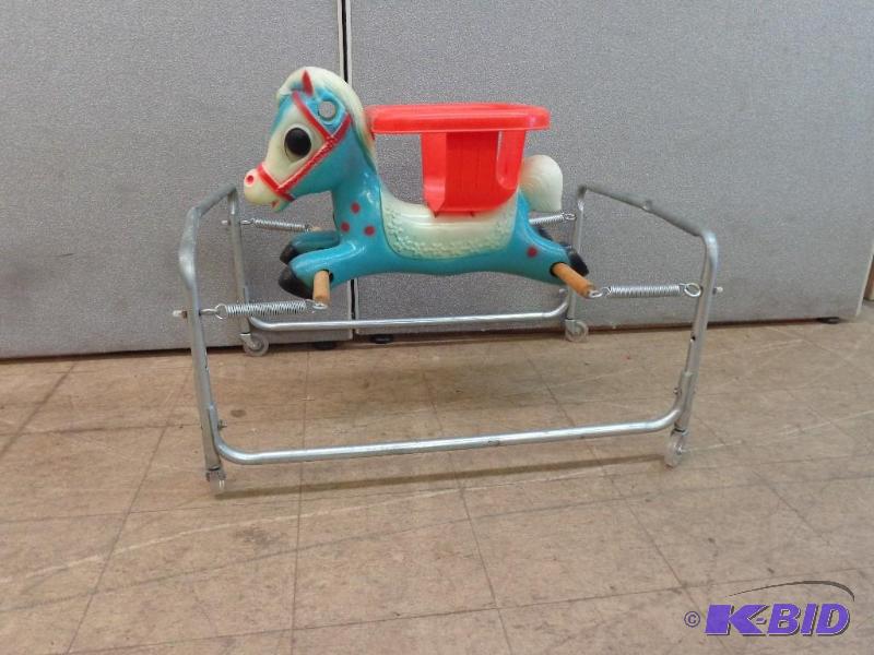 lot 151 image: Vintage Rocking Horse Springs hold Horse in P...