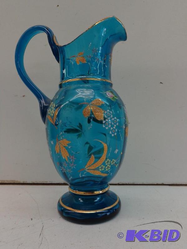 lot 22 image: Antique Water Pitcher Gold Finish Around Top ...