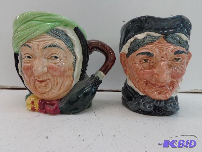 lot 25 image: Antique Royal Doulton Toby Mugs Sairey Gamp C...