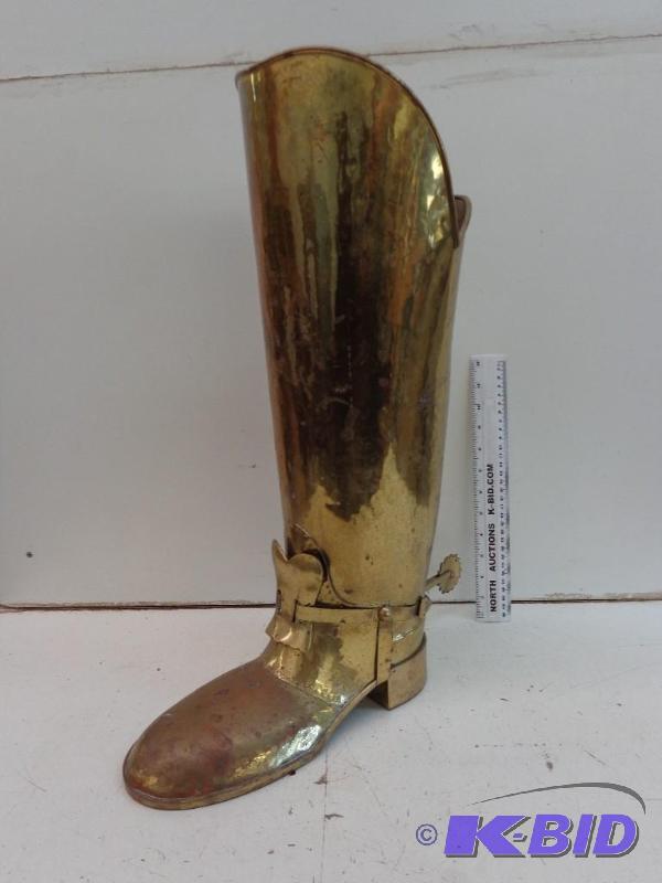 lot 31 image: Large Brass Cowboy Boot With Spur and Brass L...