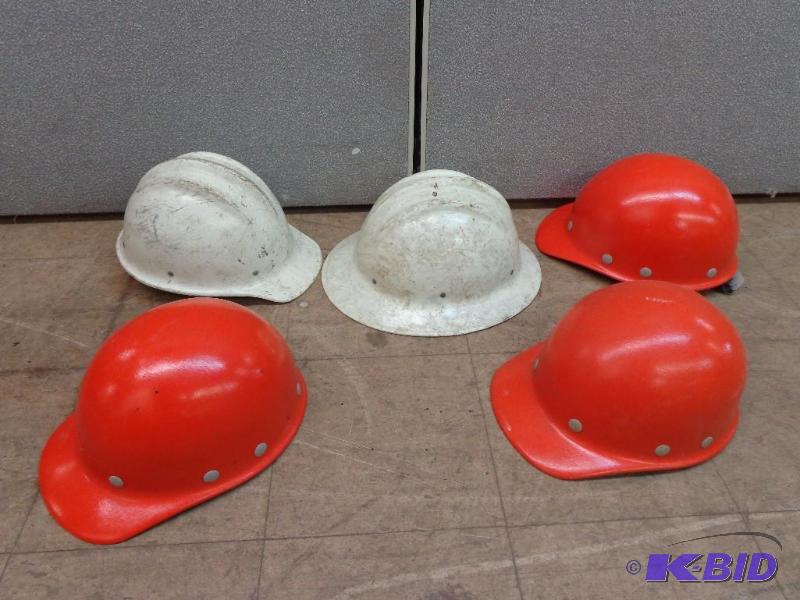 lot 70 image: Assorted Hard Hats (2) Orange (1) Standard Wh...