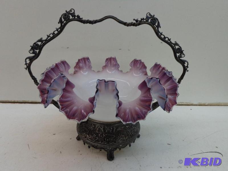 lot 79 image: Victorian Purple to White Faded Crimped Glass...