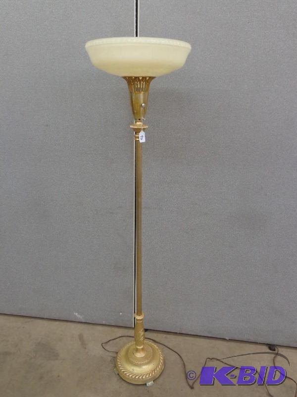 lot 90 image: Corner Post Lamp with Glass Bowl Shade 64&quo...