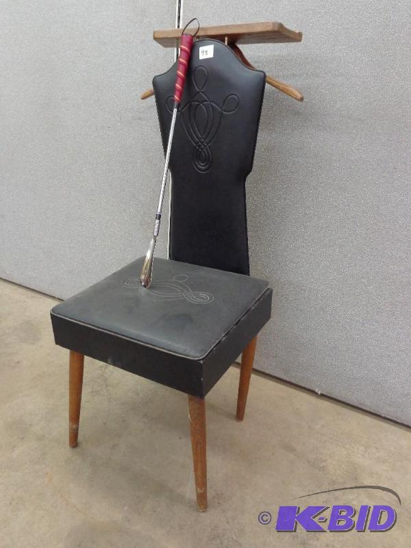 lot 98 image: Vintage Shoe Polishing Chair wBack Shelf,Tow...